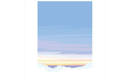 【旅】直筆サイン入り　額付きジークレープリント　小田原にある景色　心象風景　片田舎の風景　子供の頃に見た風景　海　空　山