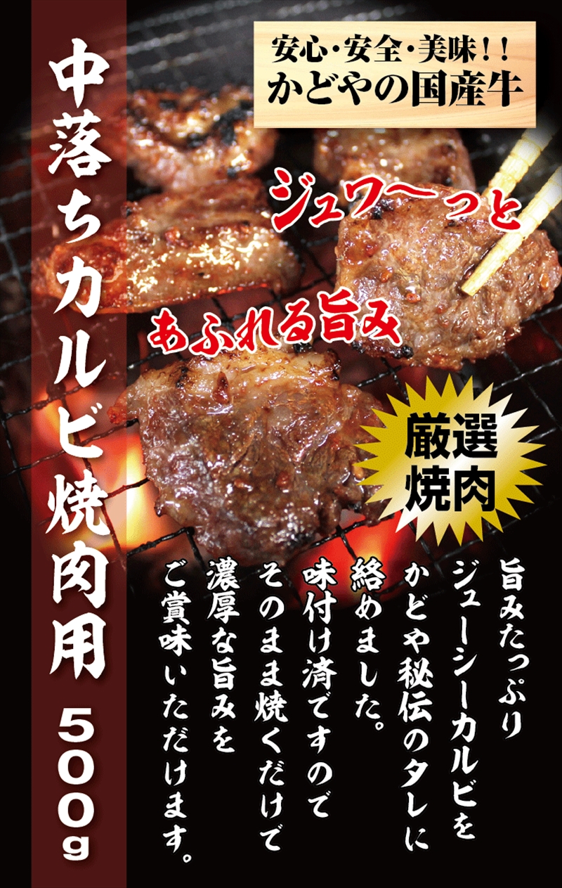 国産牛中落ちカルビ焼肉用 500g【牛肉 国産 お肉 神奈川県 小田原市 】