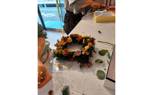 アーティフィシャルリース体験レッスン 【 フラワーアレンジメント 体験 チケット 神奈川県 小田原市 】