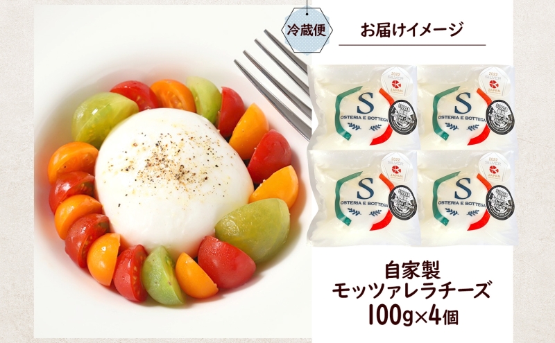 出来立て新鮮 モッツァレラチーズ100g  ×  4個セット 茅ケ崎産 加工食品 乳製品 チーズ 出来立て 神奈川県産 モッツァレラ 手作り Osteria e Bottega S 神奈川県 湘南 茅ケ崎 フレッシュチーズ  おつまみ ピザ