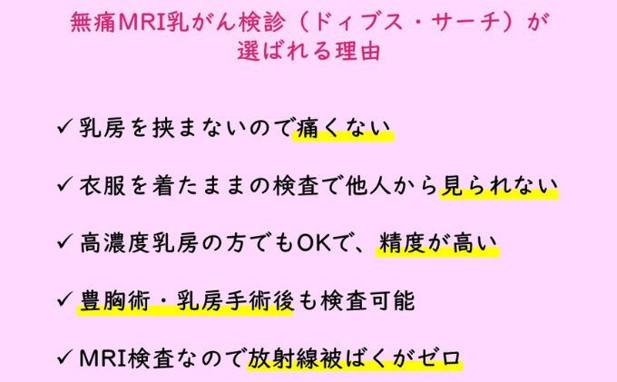 無痛MRI 乳がん検診（ドゥイブス・サーチ）