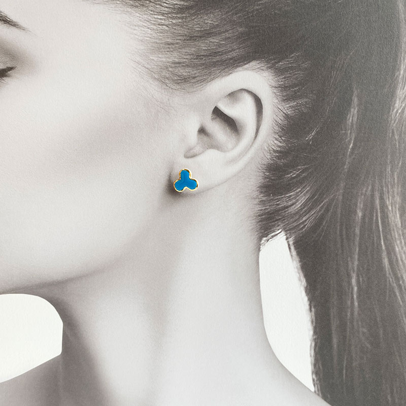茅ヶ崎市 湘南 陶磁器 ピアス 上品 かわいい レディース ギフト プレゼント 誕生日 母の日 お祝い サマーギフト ゴールド 金 アート アクセサリー Artopus.SHONAN ピアス ファミリア ブルー
