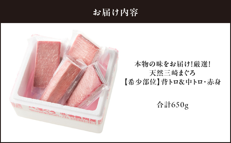 本物の味をお届け！厳選！天然三崎まぐろ【希少部位】背トロ＆中トロ・赤身　M005-039
