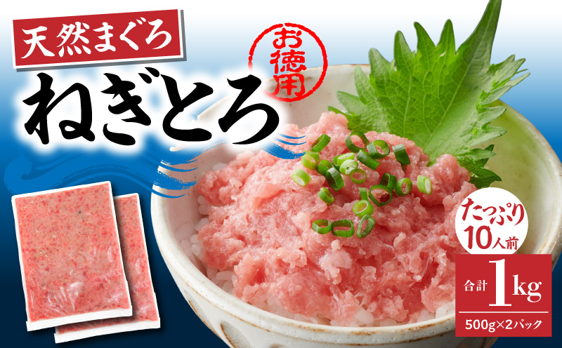 【神奈川県漁連】＜お徳用＞天然まぐろ ねぎとろ 1kg（500g×2P）　M077-011-02