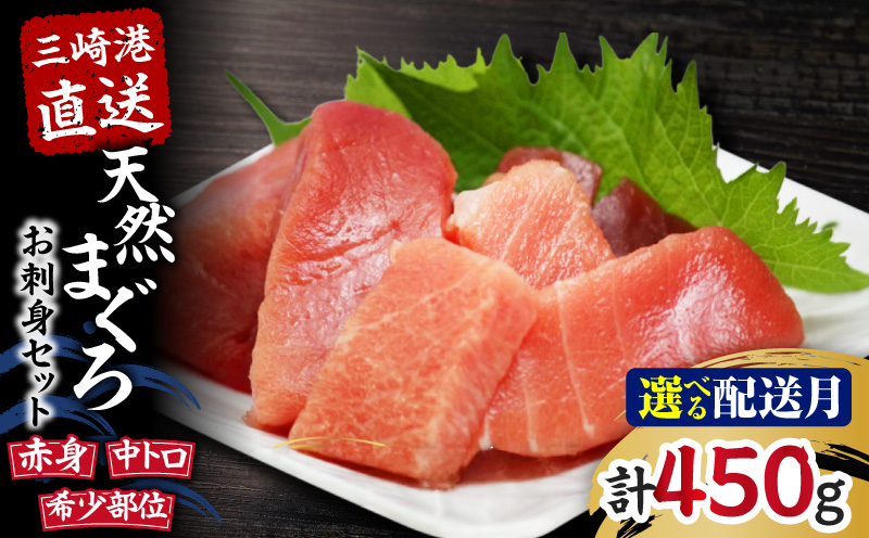 ＜選べる配送月＞【三崎港直送】天然マグロお刺身セット（中トロ赤身・希少部位）　M005-035