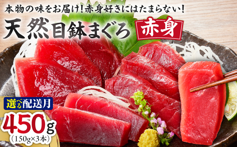 ＜選べる配送月＞物の味をお届け！赤身好きにはたまらない！天然目鉢まぐろ赤身3柵　M005-010