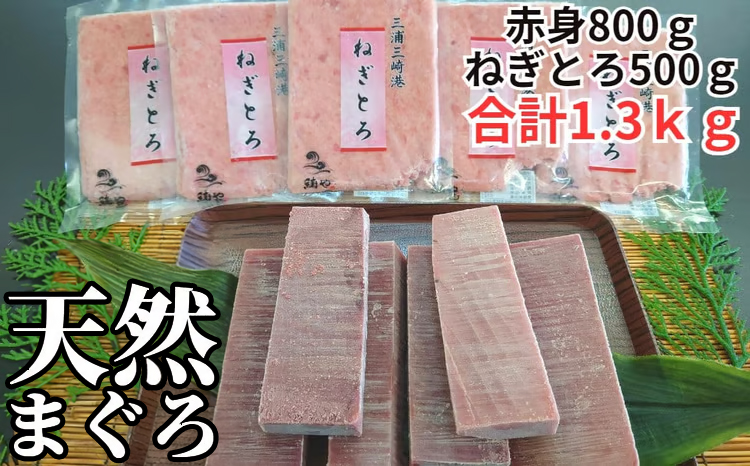三崎の天然まぐろ赤身800g・ねぎとろ100g5パック（500g）セット　M024-002