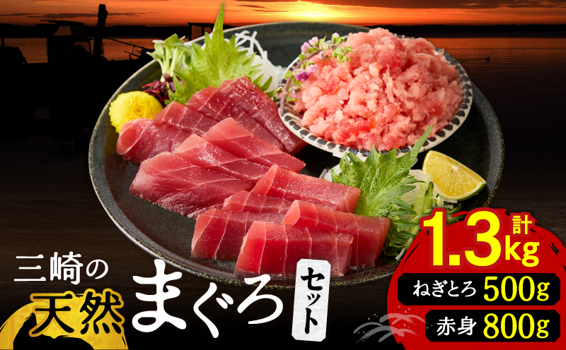 三崎の天然まぐろ赤身800g・ねぎとろ100g5パック（500g）セット　M024-002