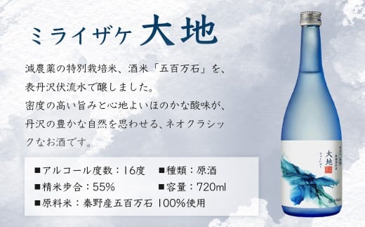 ミライザケ「大地・詩歌・華炎」 3本セット（各720ml）｜神奈川 秦野 金井酒造 地酒 特別限定 お土産 プレゼント ギフト 酒蔵 贈り物 フルーティ 原酒 父の日 贈答品 お歳暮 退職祝 日本酒 丹沢