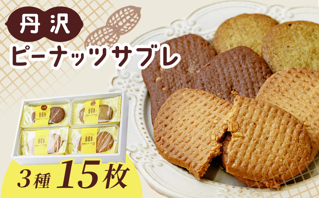 丹沢ピーナッツサブレ（15枚入）　/ 洋菓子 サブレ ピーナッツ 落花生 お土産 贈呈 詰合せ ココア ほうじ茶 レーン １５枚 焼菓子 丹沢 秦野 アンデス橋本 神奈川 老舗 菓子店