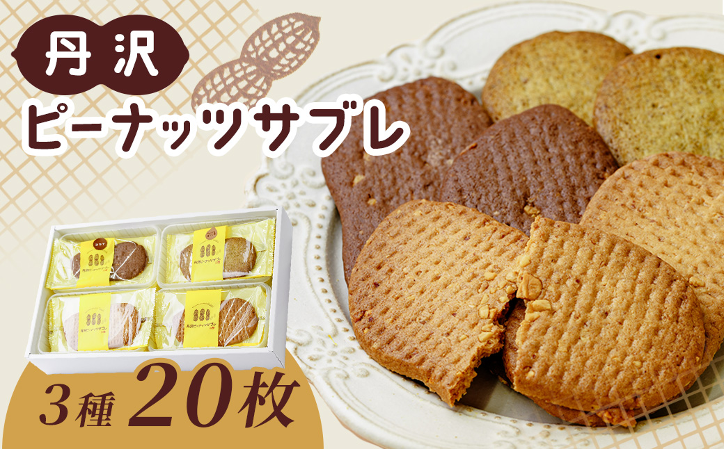 013-17-1丹沢ピーナッツサブレ（20枚入）/ 洋菓子 サブレ ピーナッツ 落花生 お土産 贈呈 詰合せ ココア ほうじ茶 レーン 20枚 焼菓子 丹沢 秦野 アンデス橋本 神奈川 老舗 菓子店