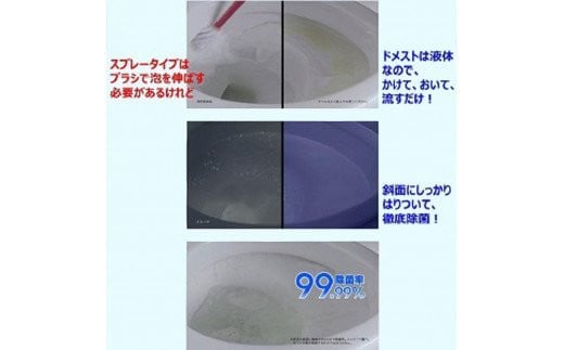 019-06ドメスト　除菌クリーナー（500ml×24本）/ 簡単掃除 すっきり 掃除 洗浄 トイレ 清潔 生活用品 ユニリーバ ドメスト かけて おいて 流すだけ バイ菌 除去 有機物 分解 除菌 週2