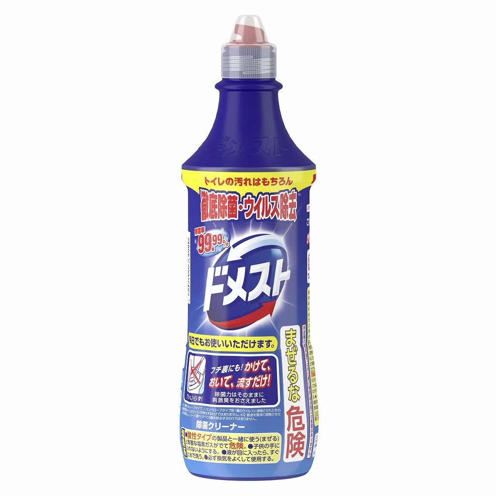019-06ドメスト　除菌クリーナー（500ml×24本）/ 簡単掃除 すっきり 掃除 洗浄 トイレ 清潔 生活用品 ユニリーバ ドメスト かけて おいて 流すだけ バイ菌 除去 有機物 分解 除菌 週2