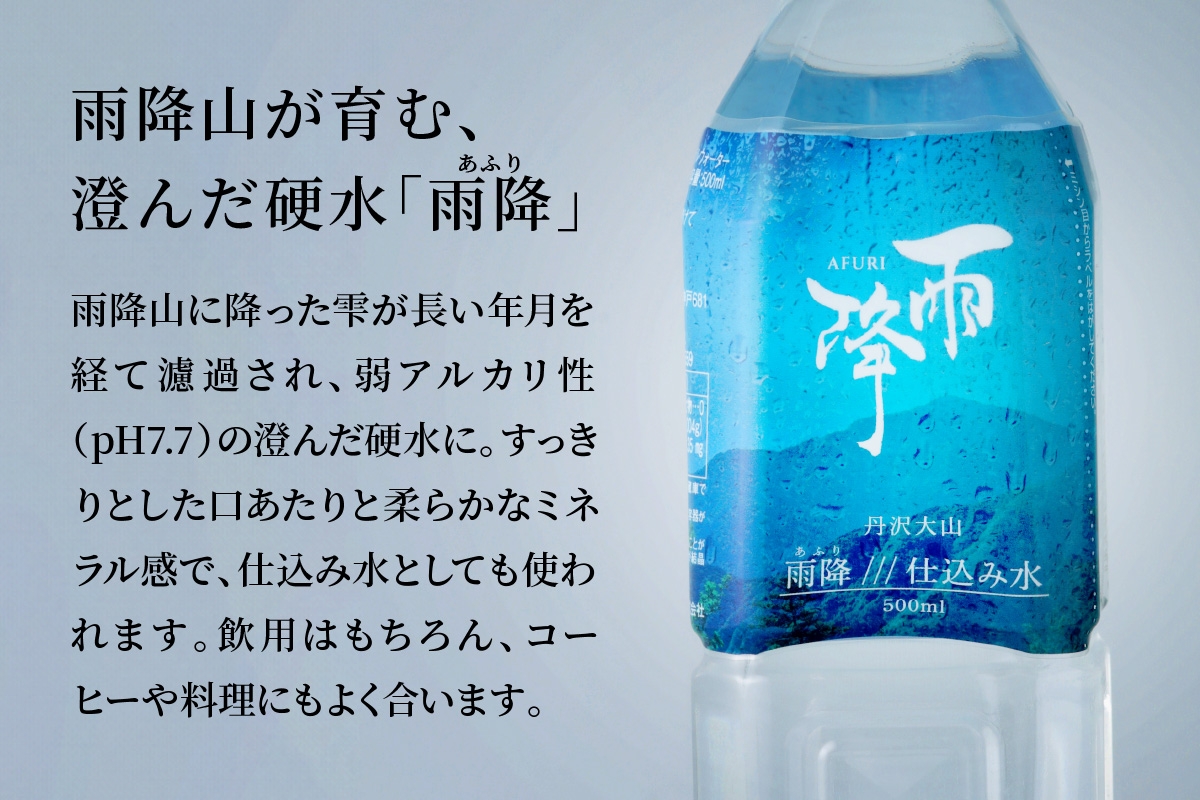 [定期便／3ヶ月 (全3回)] 丹沢大山 雨降///仕込み水 500ml 計72本 (毎月1箱 24本セット×3回)｜硬水 ミネラルウォーター 雨降山 あふり 大山阿夫利神社 [0863]