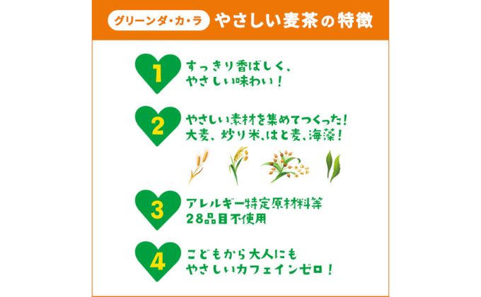 お茶 定期便 3ヶ月 GREEN DA・KA・RA やさしい麦茶 2L × 6本 麦茶 ドリンク 定期 3回