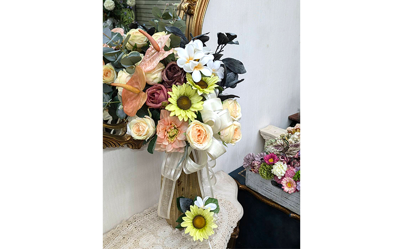 あーとみゆき 枯れないお花（造花・アーティフィシャルフラワー）で世界に一つだけのウェディングブーケを作るワークショップチケット 結婚式 クラッチブーケ 花材 資材 レッスン料込