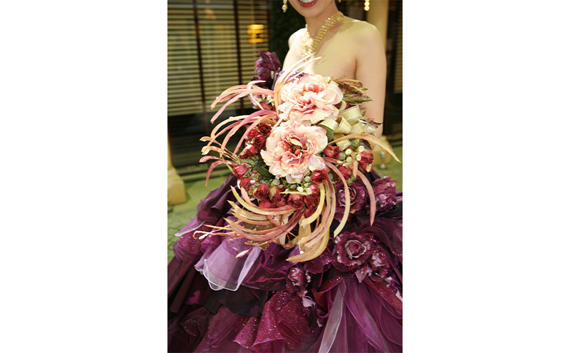 あーとみゆき 枯れないお花（造花・アーティフィシャルフラワー）で世界に一つだけのウェディングブーケを作るワークショップチケット 結婚式 キャスケードブーケ クレセントブーケ オリジナル型ブーケ 花材 資材 レッスン料込