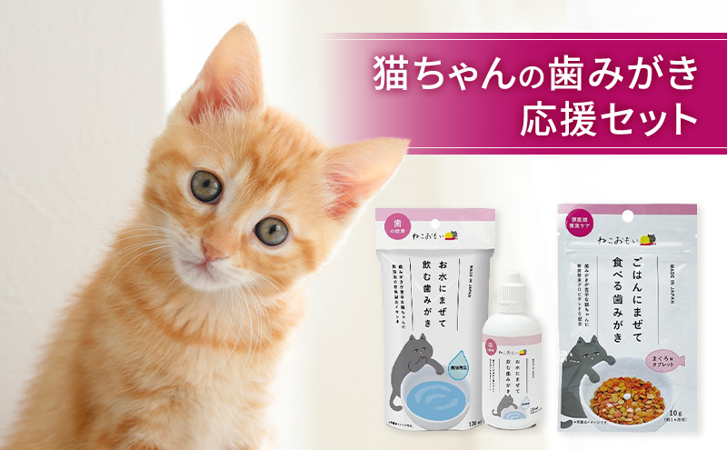 猫ちゃんの歯みがき応援セット 歯みがき 猫 デンタルケアセット お水に混ぜて飲ませるだけ 混ぜるだけ 口内 歯周病菌 お口の中の環境 整える 健康寿命延伸 歯ブラシ
