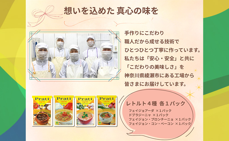 【市内製造】温めるだけ！本格ブラジル料理食べ比べ レトルト4種バラエティセット【350ｇ(2人前)×4種 計4パック】 食品 簡単 手軽 電子レンジ 神奈川県 綾瀬市