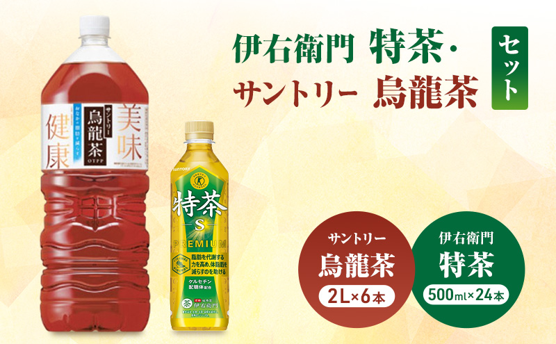 お茶 伊右衛門 特茶(500ml×24本×)1ケース 特茶 烏龍茶(2L×6本)ケース サントリー 特定保健用食品 トクホ 緑茶 ペットボトル  神奈川県 綾瀬市