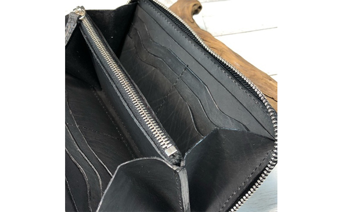 財布 墨染クロコダイル×墨染牛革のフルラウンドファスナー財布 長財布 ワニ 革小物 革製品 