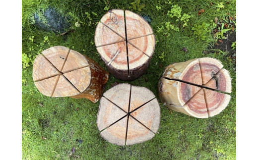 大磯町内のヒノキでできた薪屋大磯のスウェディッシュトーチ（里山整備や間伐で出た材を使っています。）