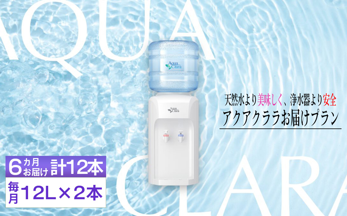 【神奈川県内（三浦市を除く）、東京都町田市限定】アクアクララ6カ月お届けプラン　毎月12L×2本（合計12本） No.105
