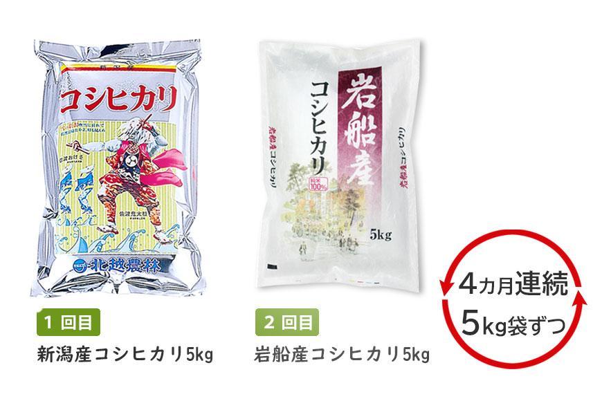 【４ヶ月定期便 毎月５kg】 新潟ブランドコシヒカリ食べくらべ