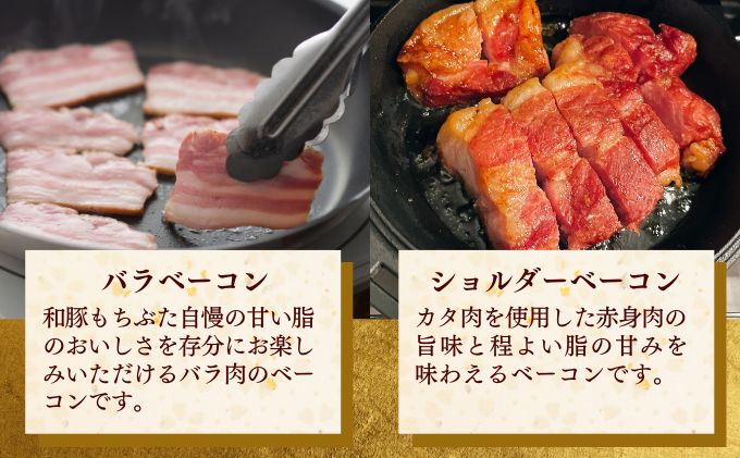 バラとショルダー 2種のベーコン 6ブロック 1.8kg ベーコン ブロック 詰め合わせ セット 食べ比べ 和豚もちぶた もち豚 お肉 肉 豚肉 豚 おかず 惣菜 朝ごはん お弁当 バーベキュー BBQ 小分け バラ ショルダー 冷凍 新潟県 新潟