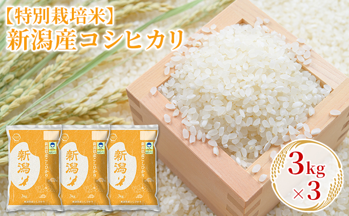 【特別栽培米】新潟産コシヒカリ 3kg×3