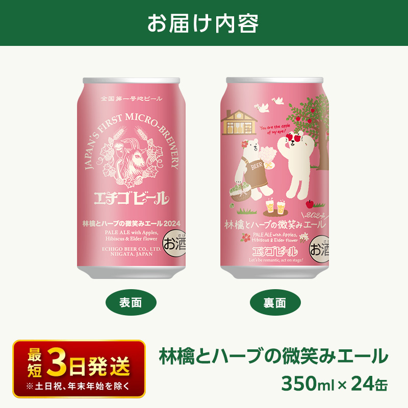 【訳アリ】林檎とハーブの微笑みエール2024(350ml缶×24本)