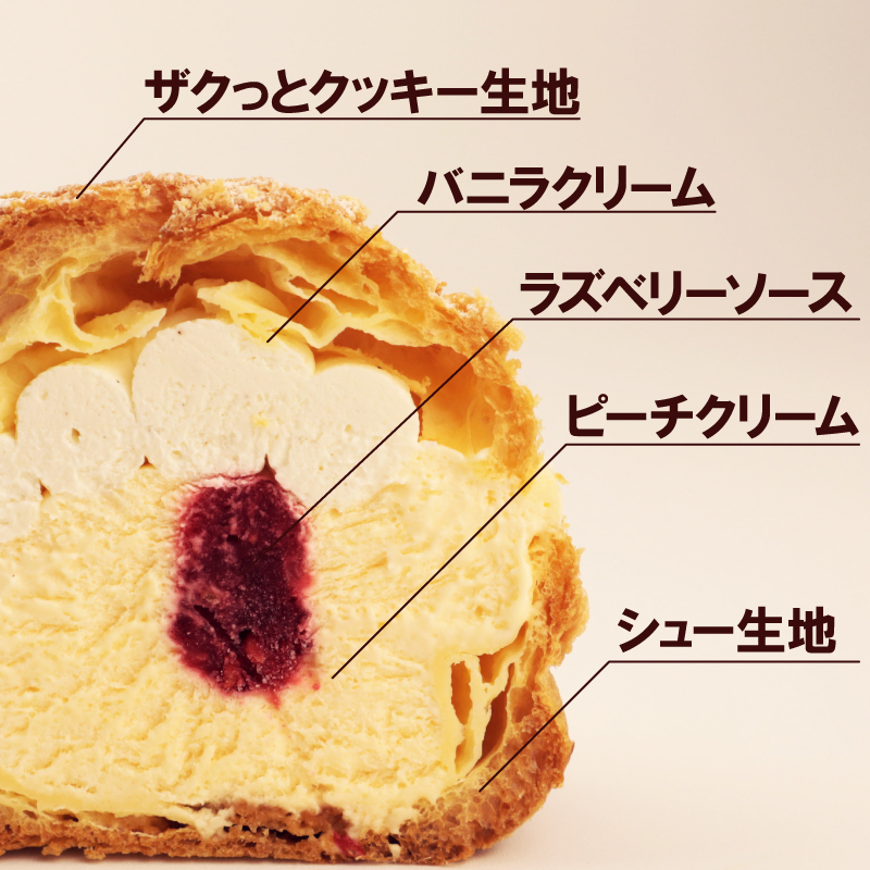 シューアイス ピーチメルバ味 4個 クッキーシューアイス シュークリーム アイス シュー アイス 贈答 ギフト スイーツ お菓子 おやつ デザート 洋菓子 焼菓子 個包装 小分け 新潟銘菓 新潟 新発田 蒲原 いえい 菜菓亭 iei005