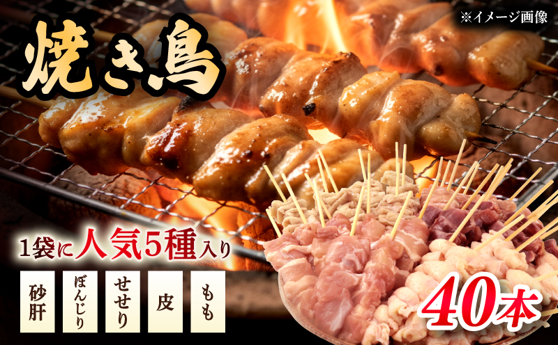 焼き鳥 40本 もも 鳥皮 せせり 砂肝 ぼんじり 5種 盛り合わせ やきとり 焼鳥 鶏肉 とりにく とり 鳥 鶏 串 串焼き おつまみ あて ビール BBQ バーベキュー アウトドア 冷凍 サトウフーズ 新潟県 新発田市 satofoods005