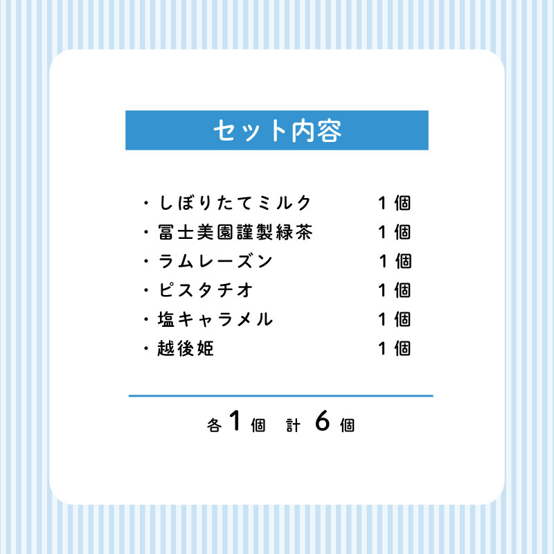 ジェラート  6個入 ミルク ピスタチオ 塩 キャラメル 塩キャラメル いちご 苺 越後姫 ラム レーズン  緑茶 お茶 アイス ジェラート セット 手作り  6個 なちゅらるじぇらーと なかの牧場 新潟 新発田 nakano001 