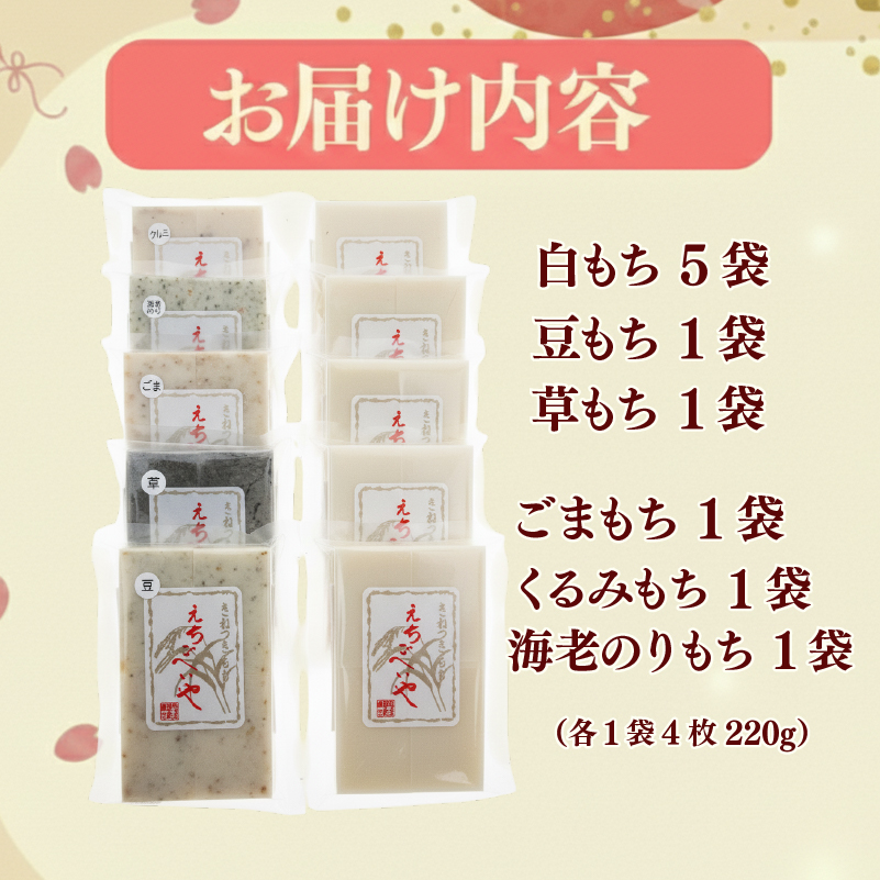 餅 お餅 もち えちごへいや 杵つき餅 バラエティセット もち 季節限定 正月 おせち もち 草もち 豆もち よもぎ くるみ エビ えび 海老 コシヒカリ 米 防災 備蓄 保存食 非常食 正月 餅 おせち 佐々木耕起 お餅 もち kome 年末 年始 新年 お雑煮 新潟県 新潟 新発田 C36_03