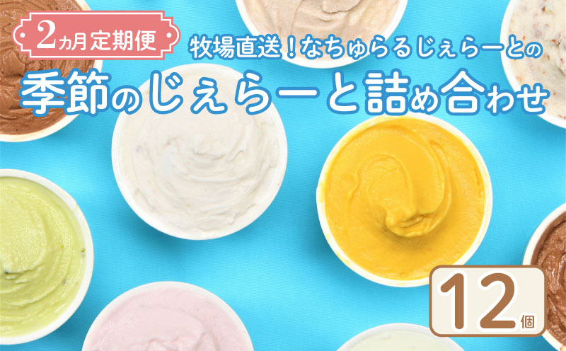 ジェラート 定期便 12個入 2回 ミルク チョコ ブルーベリー チーズ お茶 緑茶 紅茶 ほうじ茶 ラム レーズン ラムレーズン ピスタチオ 塩 キャラメル 塩キャラメル アイス ジェラート セット 季節 お茶 冨士美園 てづくり なちゅらるじぇらーと なかの牧場 12個 nakano011