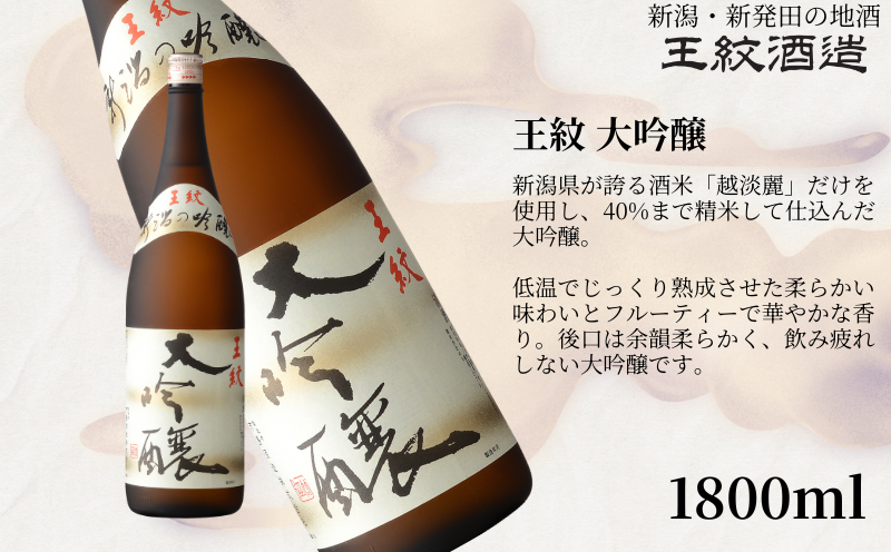 王紋酒造 珠玉のセット 1800ml×2本 王紋 大吟醸 夢 純米大吟醸 飲み比べセット ｜ 日本酒  酒 お酒 地酒 食中酒 ペアリング ギフト プレゼント 新潟県 新発田市 aumont002_01