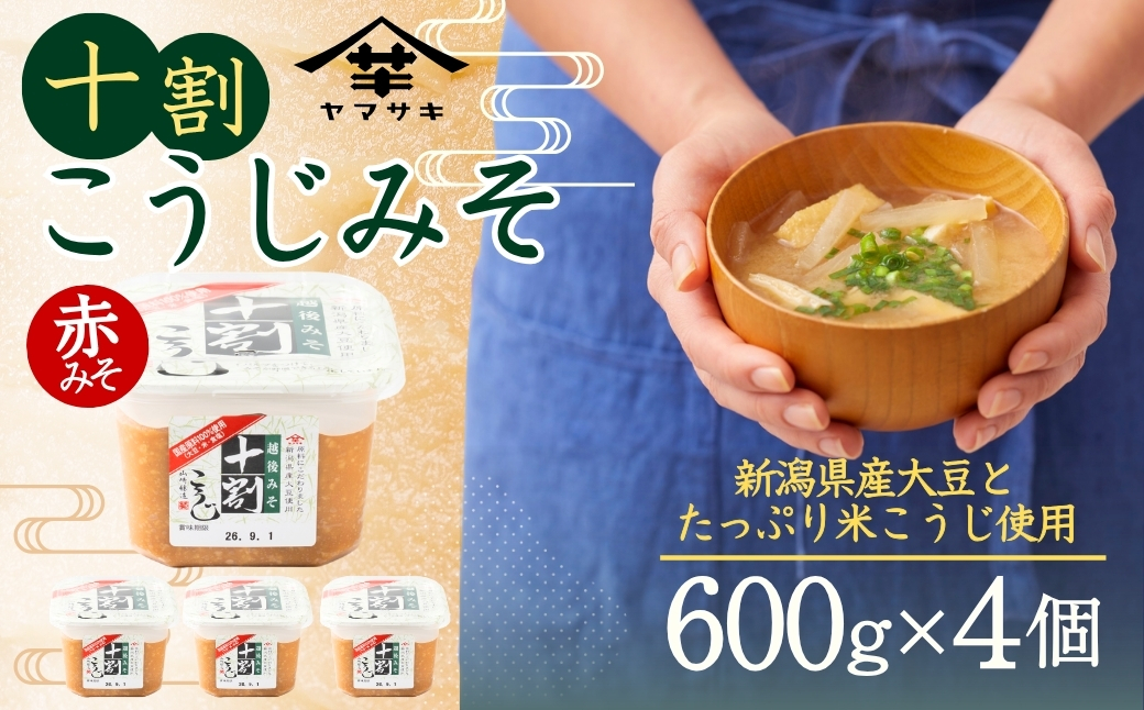 【赤みそ】十割こうじみそ (600g×4個入) みそ 調味料 山崎醸造 【0002-0228-01】