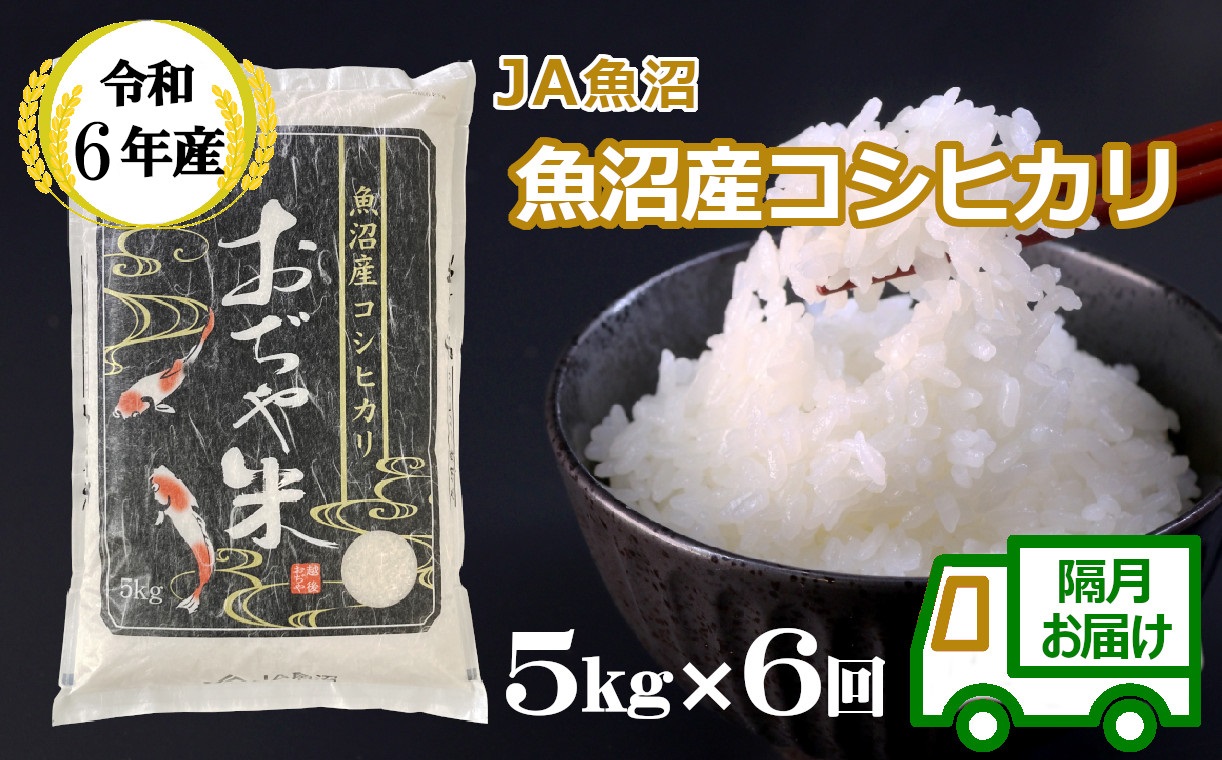 JA76P324 令和6年産魚沼産コシヒカリ定期便 5kg×6回（隔月お届け）（JA魚沼）白米 魚沼 米 定期便