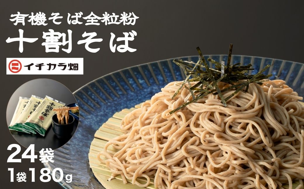 有機JAS認証 有機そば全粒粉100％使用 グルテンフリー 十割そば 乾麺 180g×24個入り イチカラ畑 | 蕎麦 ソバ 乾麺 十割 10割 全粒粉 無添加 オーガニック 無農薬栽培 1ケース お取り寄せ 取り寄せ 特産品 グルメ 贈り物 贈答 父の日 新潟県 小千谷市【0021-0014-01】