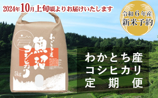 W60P153 【令和6年産 新米予約 定期便】わかとち産 魚沼コシヒカリ 特別栽培 棚田米 5kg×6回 【毎月お届け】 早期受付 2024年10月上旬から発送開始