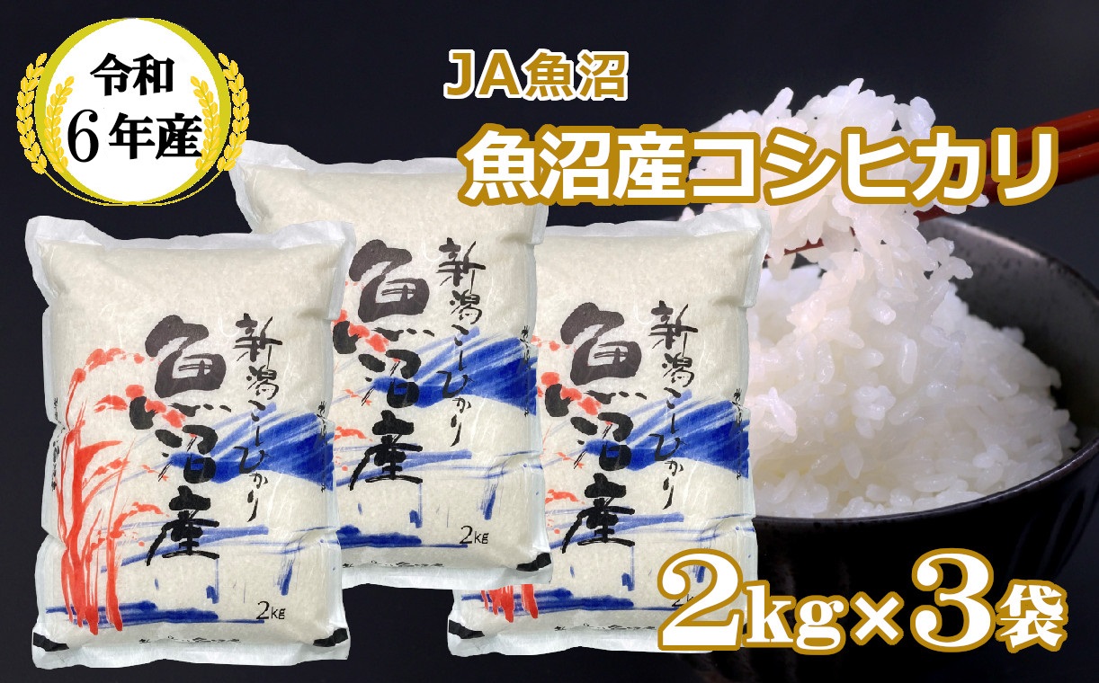 JA19P318 令和6年産魚沼産コシヒカリ2kg×3袋（JA魚沼）白米 魚沼 米