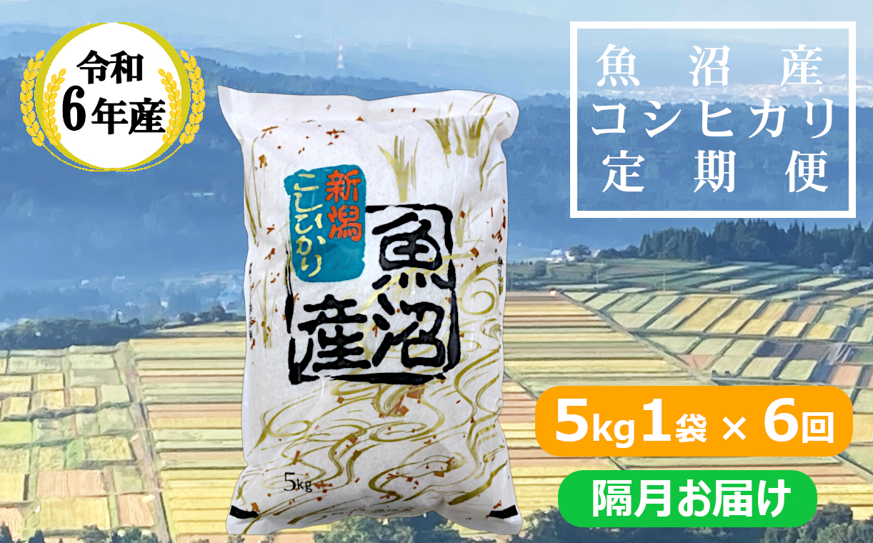 KY87P410 【共栄農工社】 令和6年産 魚沼産コシヒカリ 定期便5kg×6回／隔月お届け 白米 魚沼 米 定期便