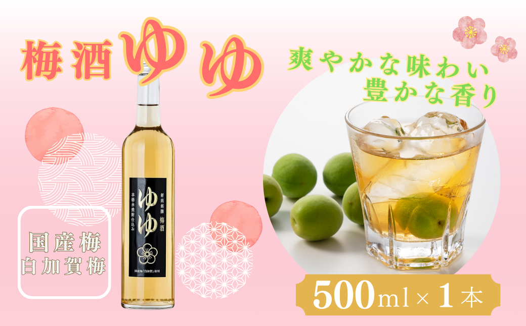 梅酒ゆゆ 500ml×1本 国産梅 白加賀梅 米焼酎 新潟銘醸 | 焼酎 梅酒 お取り寄せ 取り寄せ 贈り物 贈答 プレゼント ギフト 父の日 母の日 敬老の日