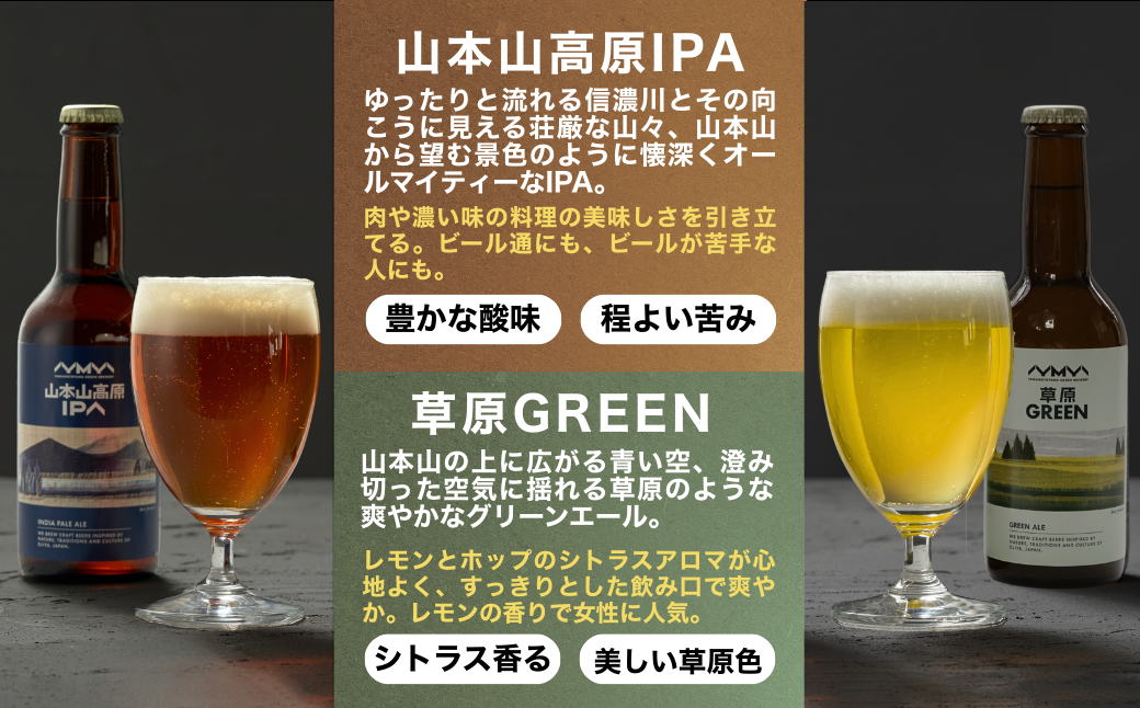 おぢやのクラフトビール 定番2種飲み比べ 計6本(330ml×各3本) IPA＆草原GREEN 山本山高原ブルワリー 地ビール ご当地 新潟【0002-0384-01】