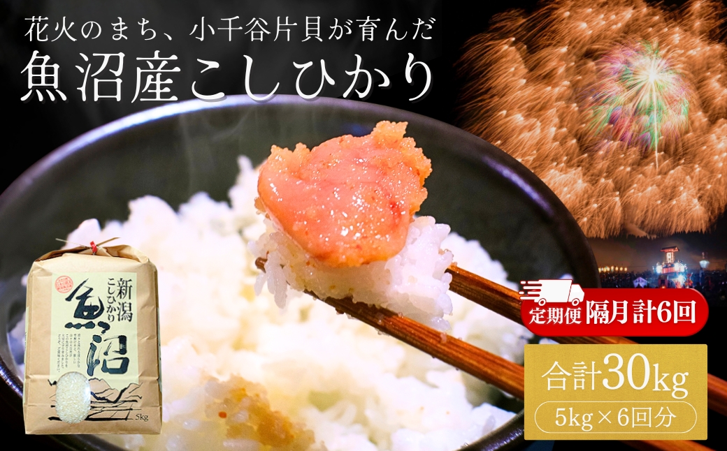 【令和7年産 定期便】魚沼産コシヒカリ 5kg×隔月全6回 白米 精米 新潟県産 米萬【0002-KM06DB00-04】