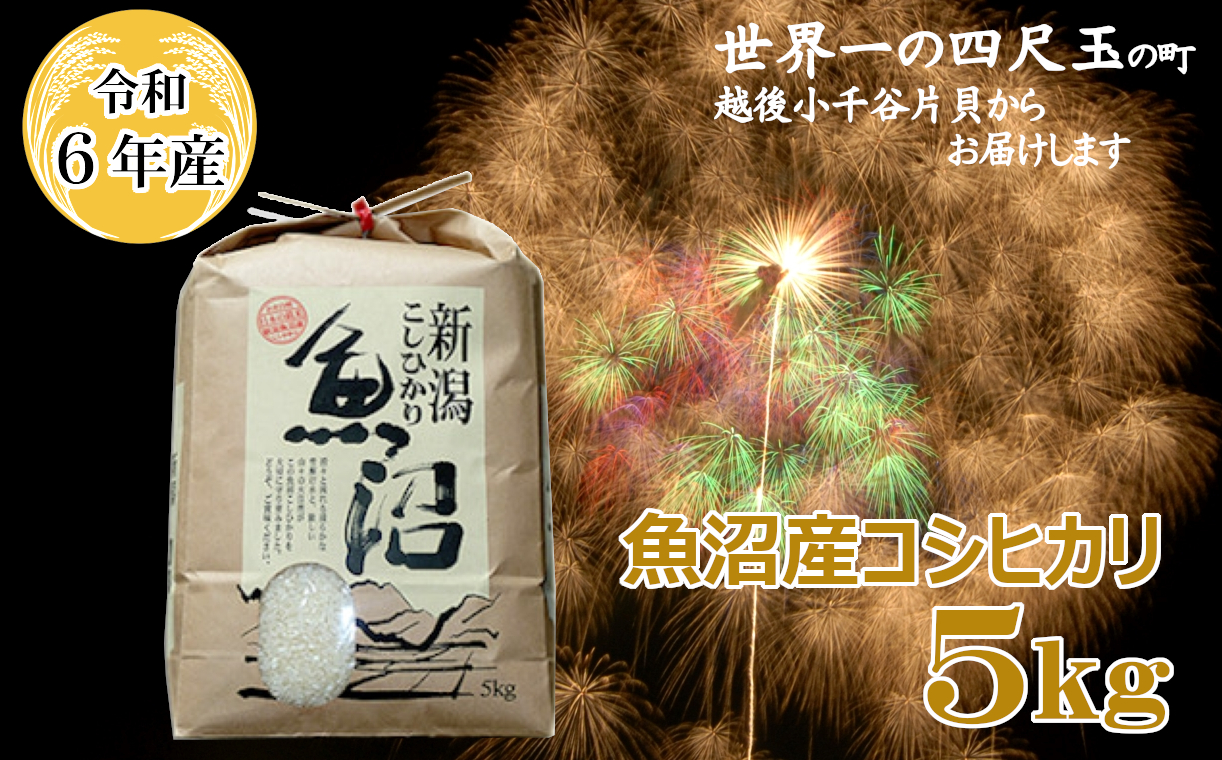 K17P488 令和6年産 魚沼産コシヒカリ5kg【(有)米萬商店】世界一の四尺玉の町片貝町 白米 魚沼 米