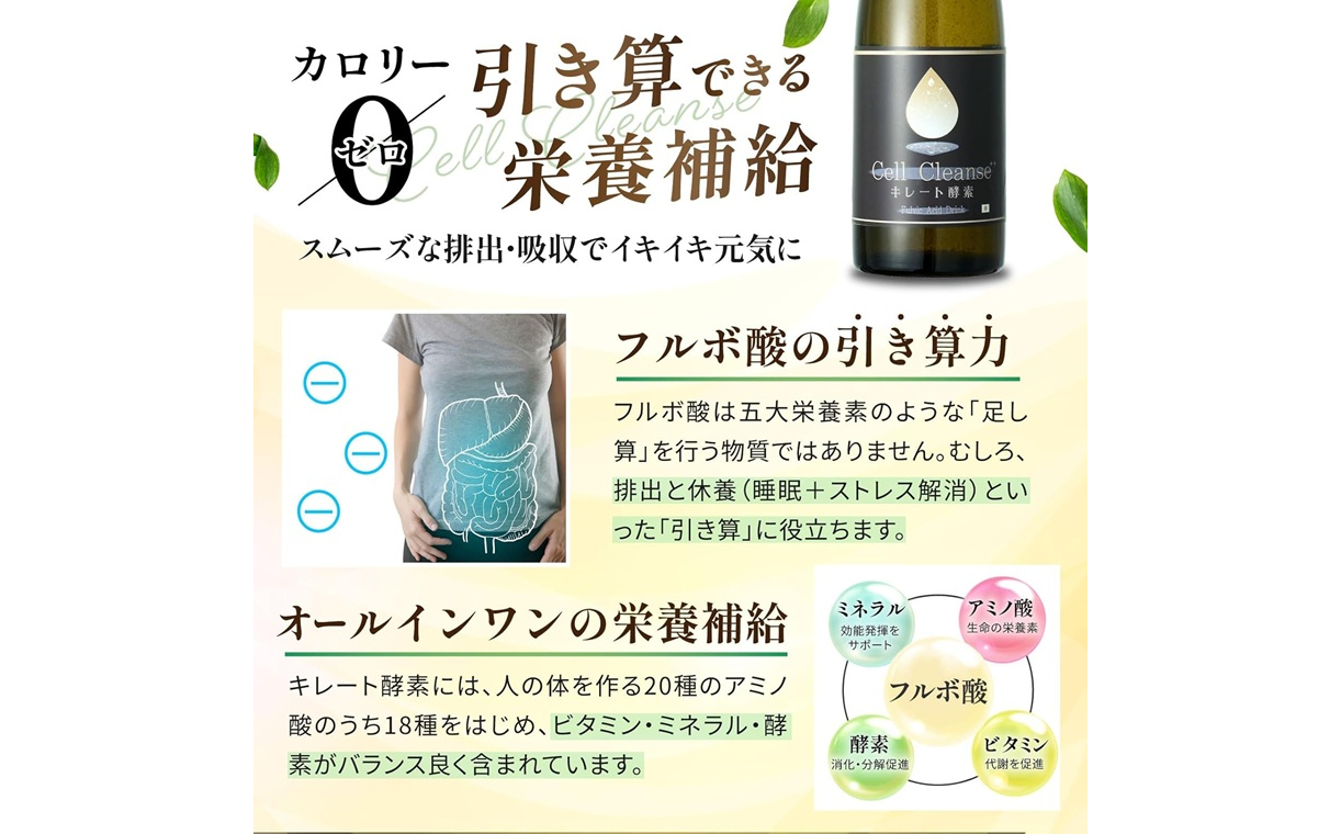 Cell Cleanse(セルクレンズ）フルボ酸 キレート酵素 (500ml×3本セット) 天然植物性マルチミネラル&ケイ素 丸栄 【0048-0005-01】