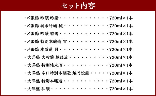 D4066 村上 地酒 10本セットD（〆張鶴・大洋盛）各720ml