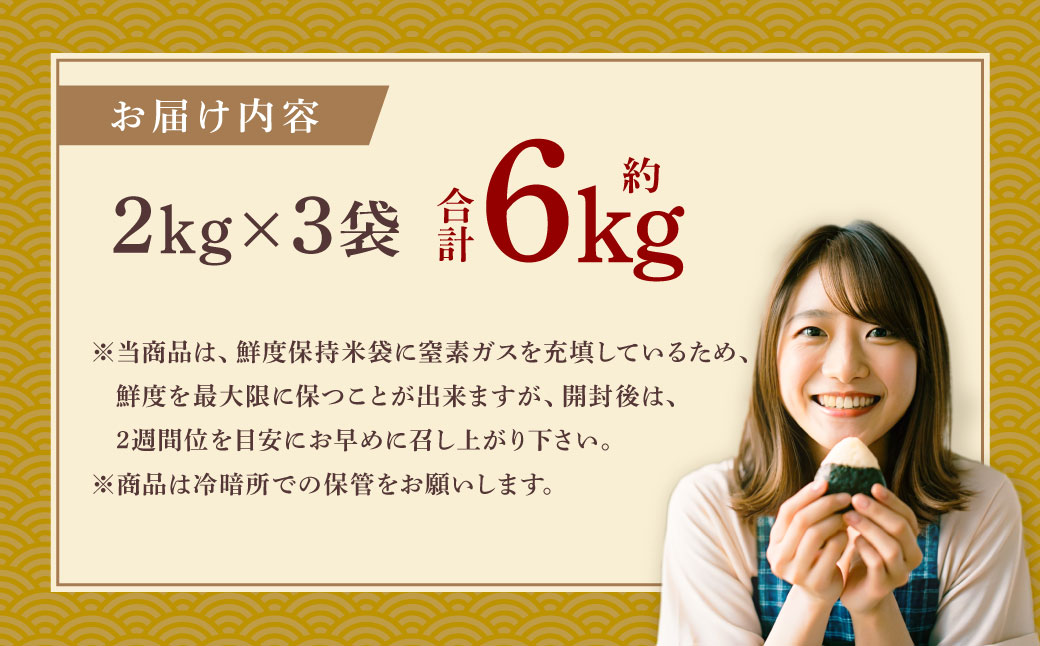 【令和7年産米】新潟県村上市岩船産 新之助6kg（2kg×3袋）1099003